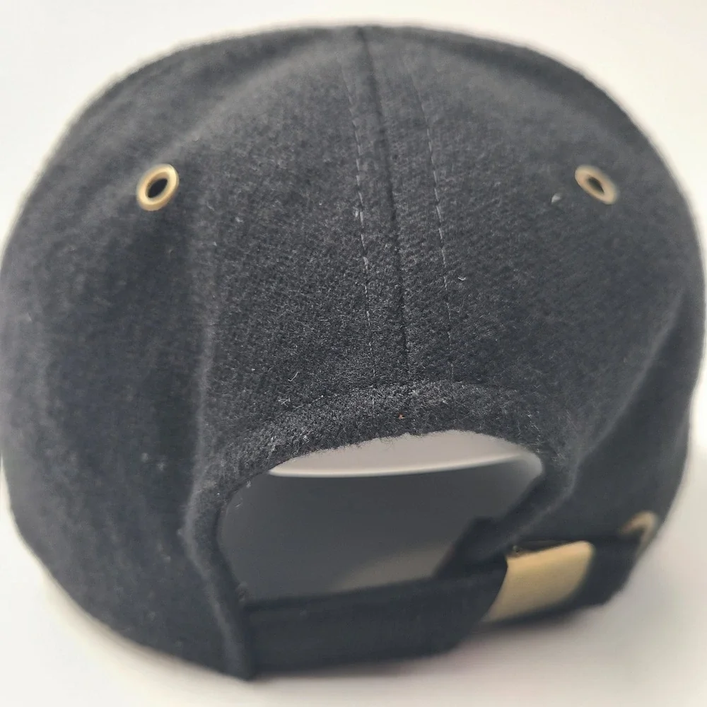 Stetson Hat Strapback Black Wool Blend Metal Logo Plaid Casual Baseball Cap Men - Picture 9 of 13